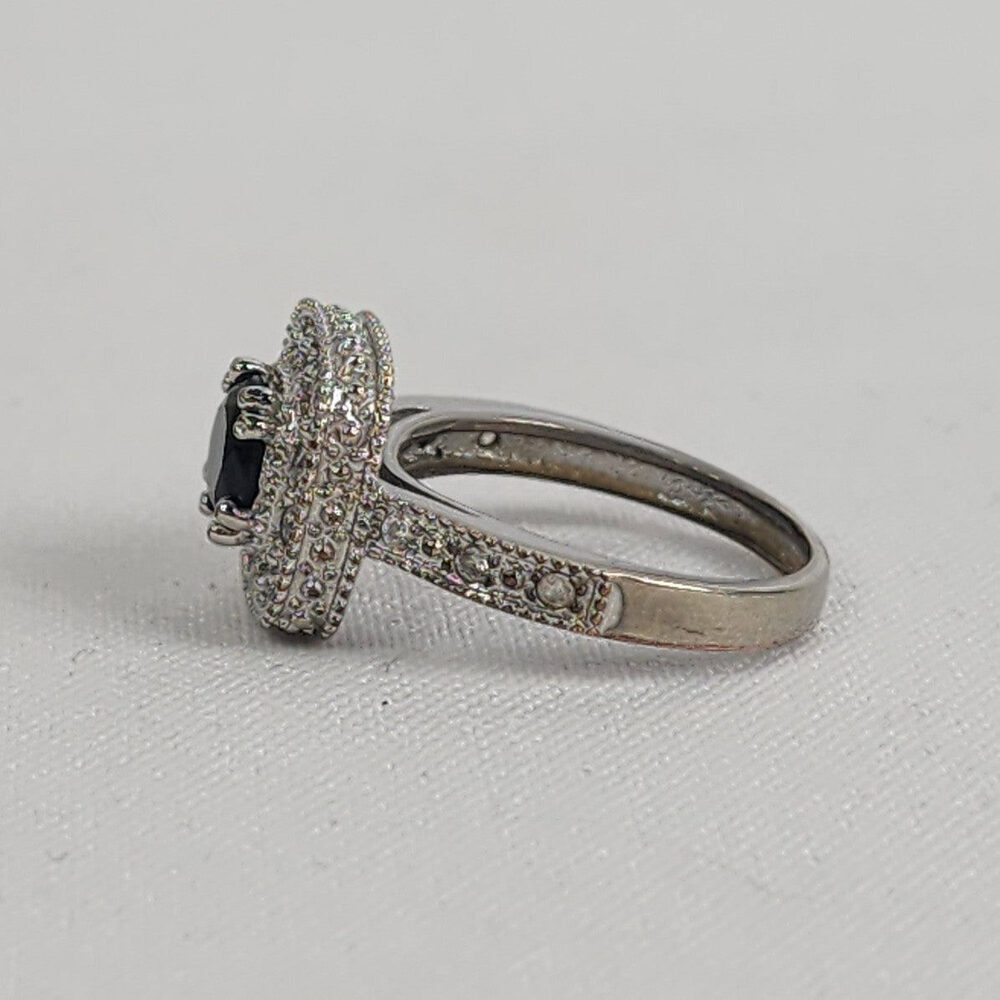 925 Sterling Silver Black Square Stone Ring Size 9 - Picture 5 of 8
